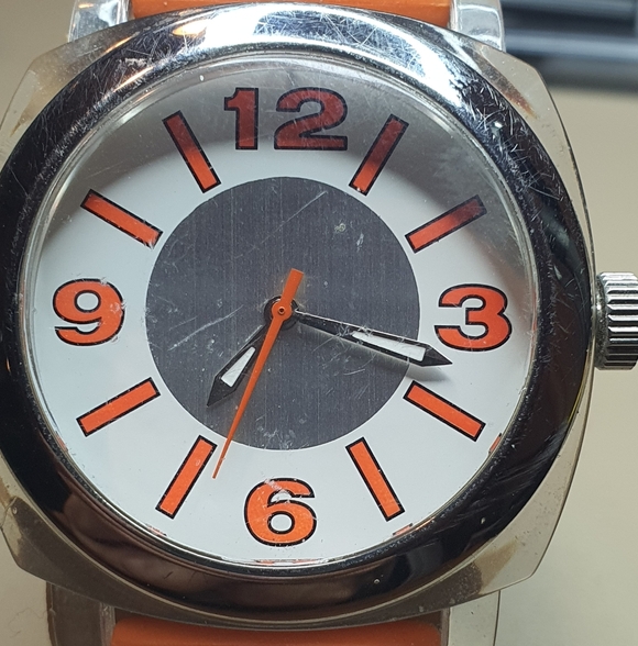 Other - 10/$20 Silver/White/Orange Rubber Strap Men's Watch